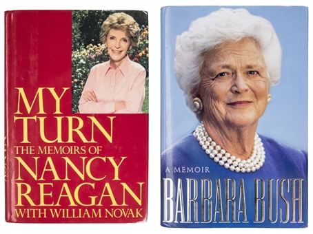 Lot of (2) First Ladies Signed Memoirs: Nancy Reagan "My Turn" & Barbara Bush "A Memoir" (JSA) 